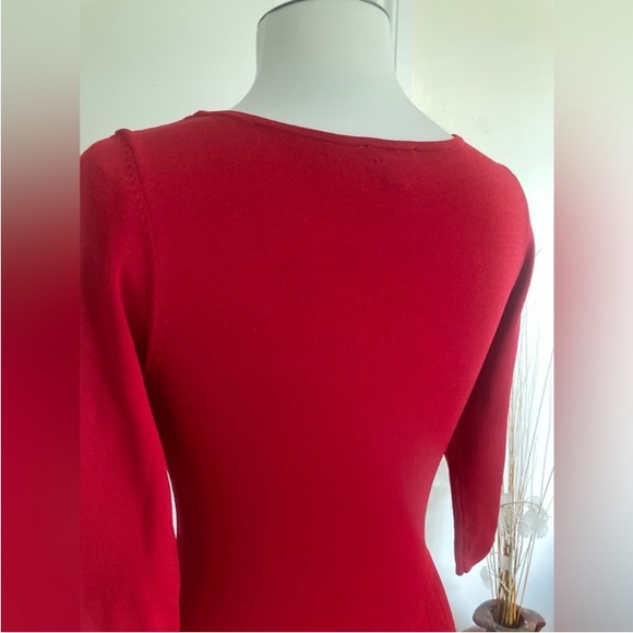 Ann Taylor Stretch Knit Sweater Fit & Flare Red Dress - Picture 12 of 14
